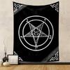 Goat Pentagram on Black Background Patterned tapestry home decor, suitable for bedroom and living room, gift