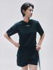Women'S Mesh Back Slit Hooded Short Sleeve T-Shirt Black