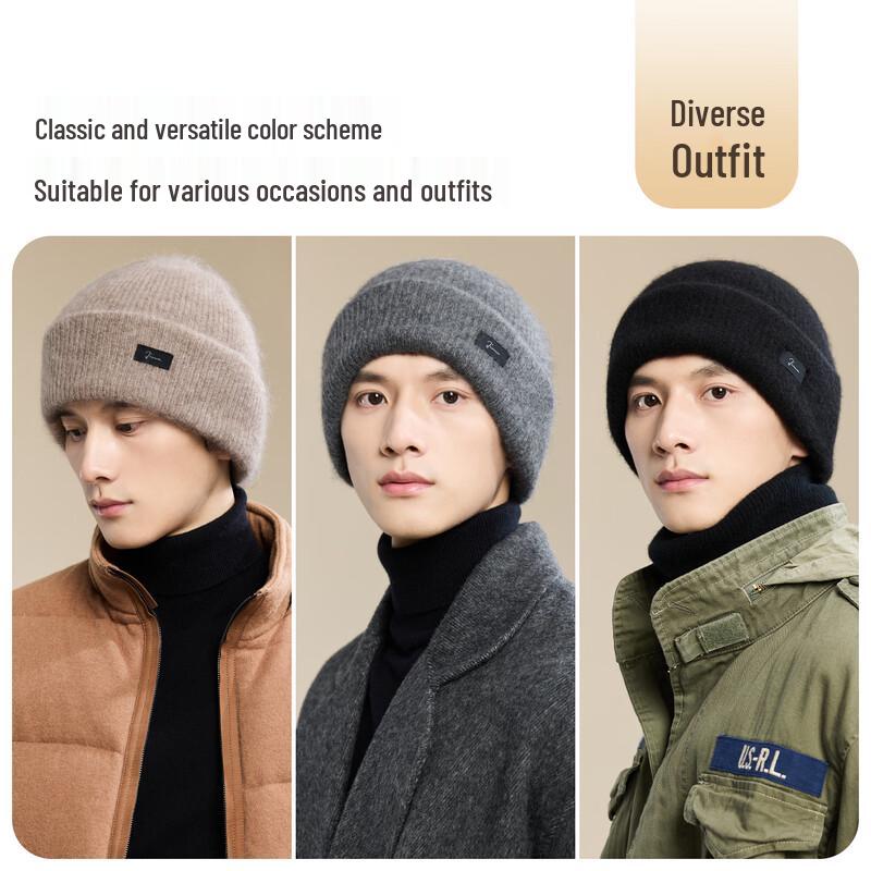 JIUMU Men's Cashmere Warm Knit Beanie