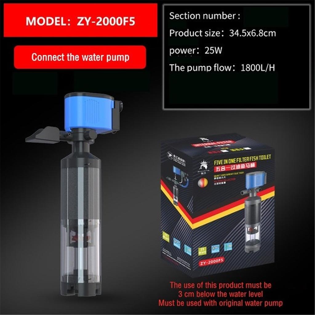 5 in 1 Aquarium Filter Pump, Internal Silent Submersible Water Pump for Fish Tank, Aquarium Pneumatic Filter Accessories, 110V/2