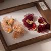 Übertriebene flauschige Chiffon-Blumenstecker, gefaltete Scheibe, Nagel-Scheiben-Nagel-Ohrring, Stoff-Blütenblatt-Ohrschmuck, Damenschmuck