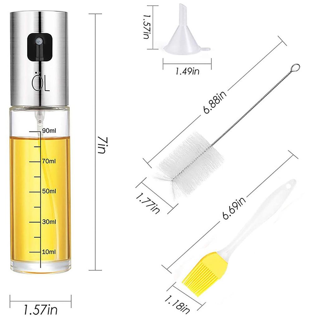 Dispensador de aceite de botella pulverizadora de aceite con botella pulverizadora portátil transparente a escala