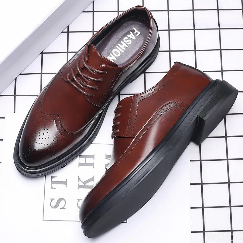 Men's Blok Formal Shoes New Business Casual Footwear  British Formal Leather Shoes Low Cut Breathable Male Shoes Zapatos Mujer