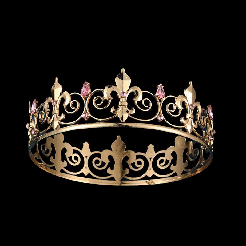 Simplicity King Queen Crown Bridal Hair Accessories Round Tiaras Ceremony Banquet Party Accessory Men Women Adult Ceremony Crown