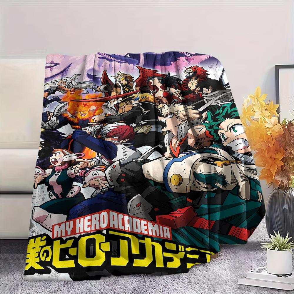 1Pc My Hero Academia Print Flannel Blanket, High Quality Comfortable for All Seasons, Home Decor, Warmth and Comfort, Perfect for Christmas Gifts
