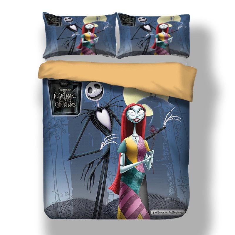 Luxurious Nightmare Before Christmas Duvet Cover With Pillow Cases Bedding Set