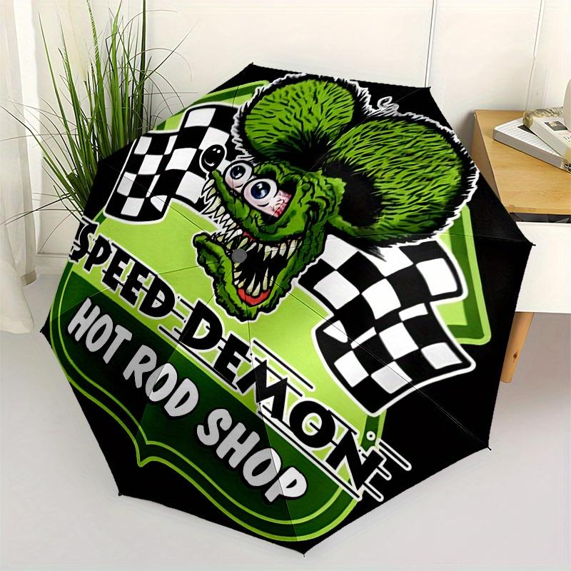 

Speed Demon Umbrella Cute Umbrella with Cute Design, Portable 3 Fold Compact Umbrella for Men & Women,S352