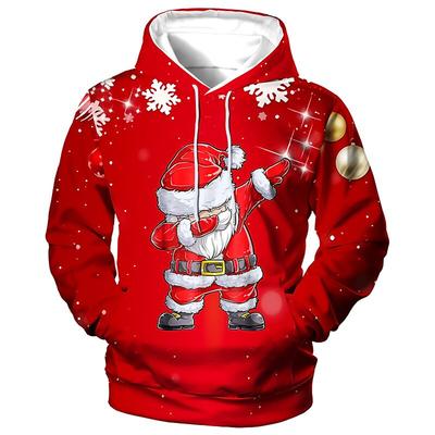 3d Santa Claus Print Hoodies For Men Christmas Hooded Sweater Fashion Spring Autumn Men Clothing Oversize Long Sleeve Sweatshirt