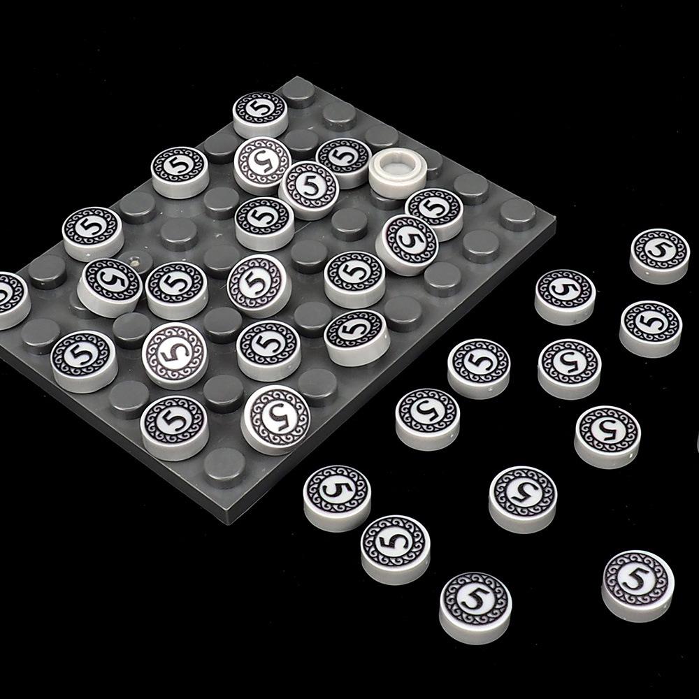 Non-Toxic Moc 10Pcs 98138 Printed 5 Cent Coin Pattern Building Blocks Kit Scene Storage Bricks Particle Diy Toy Children Kid Birthday Gift