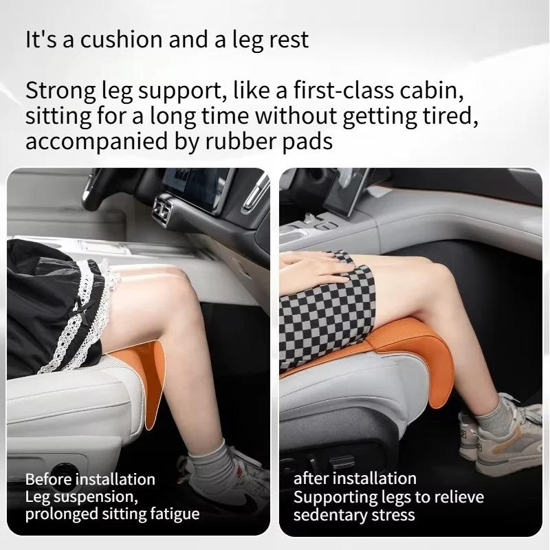 Universal Car Seat Extended Footrest Cover for Tesla Model 3 Y Juniper 2026 Driver Passenger Leg Rest Leather Breathable Cushion