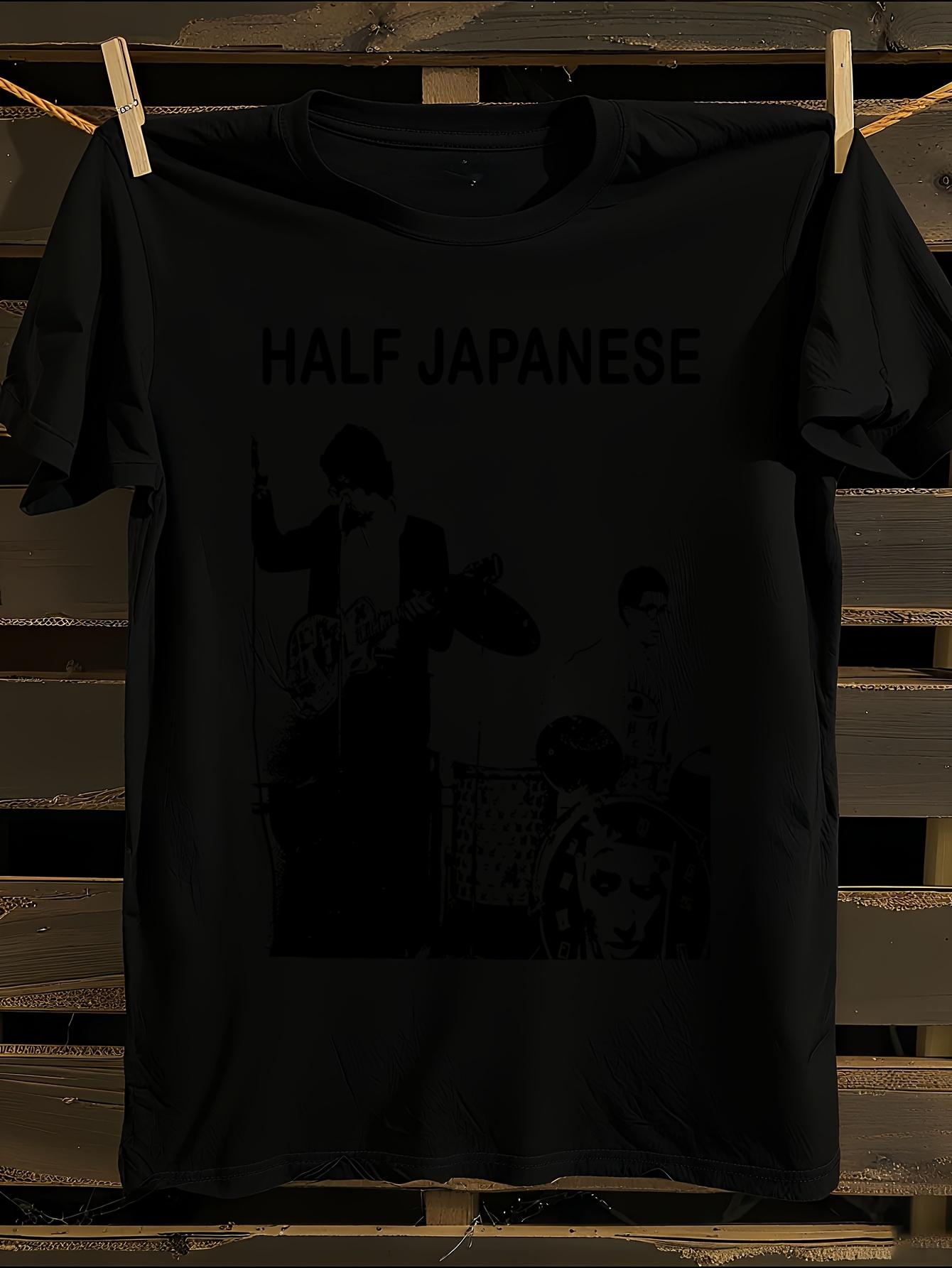 

Vintage Half Japanese Rock Music Graphic T-Shirt Mens Tshirt Womens Tshirts with Letters Print Short Sleeves T-Shirt Casual Street Tee Shirt Top M