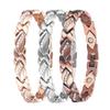 Geometric Leaf Design Titanium Steel Bracelet With Crystal Inlay Magnetic Therapy Elements Women