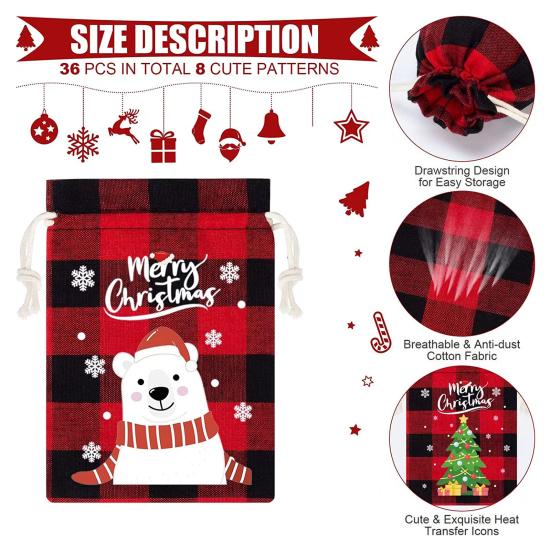 Sacola de presente de Natal Inovadora Feliz Natal Algodão Linho Sacola de Presentes de Natal Sacola de Embrulho de Presente de Natal Sacola de Cordão de Natal