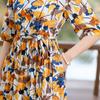 Elegant Women's Summer Dress Plus Size Half Sleeve Vintage Print Long Dresses Female Summer Clothes