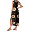 Damen Sommer Langes Kleid, Ärmellos Mit Seitenschlitzen, Langes Camisole-Kleid Mit Blumendruck