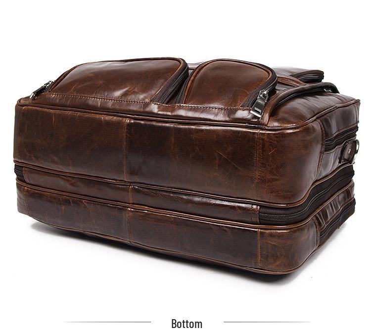 Jiameida Retro Genuine Leather Men's Business Briefcase - Large Capacity Handbag and Laptop Bag