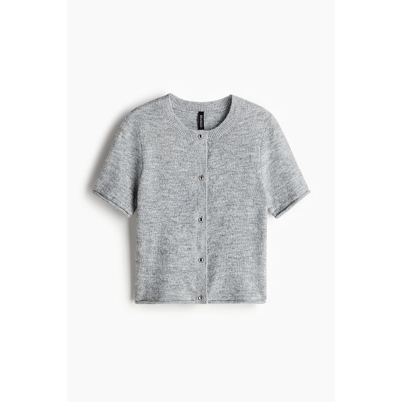 

HM Women s Woolen Sweater 2025 Autumn New Arrival Light Autumn Wear Thin Knitting Short Sleeve Cardigan 1271644