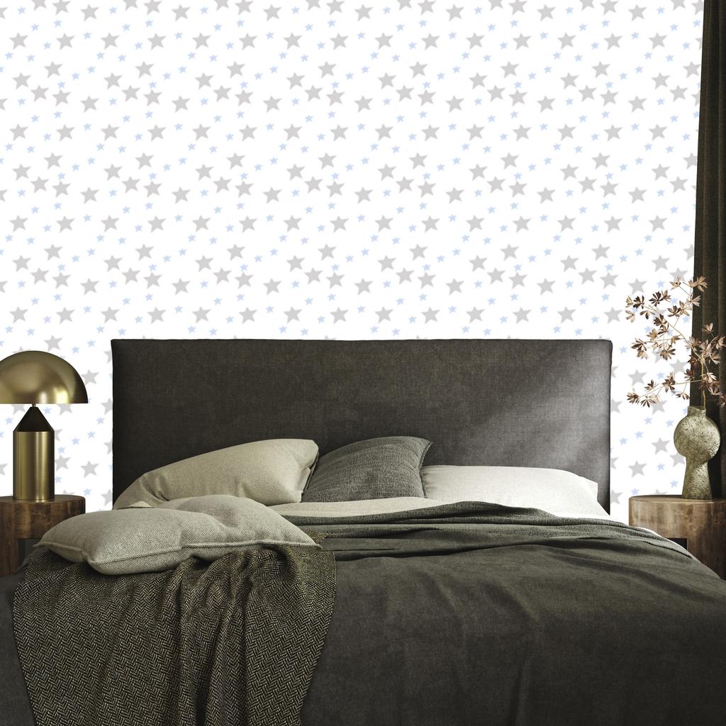 Gray and blue stars wallpaper for living room and bedroom 50x1000