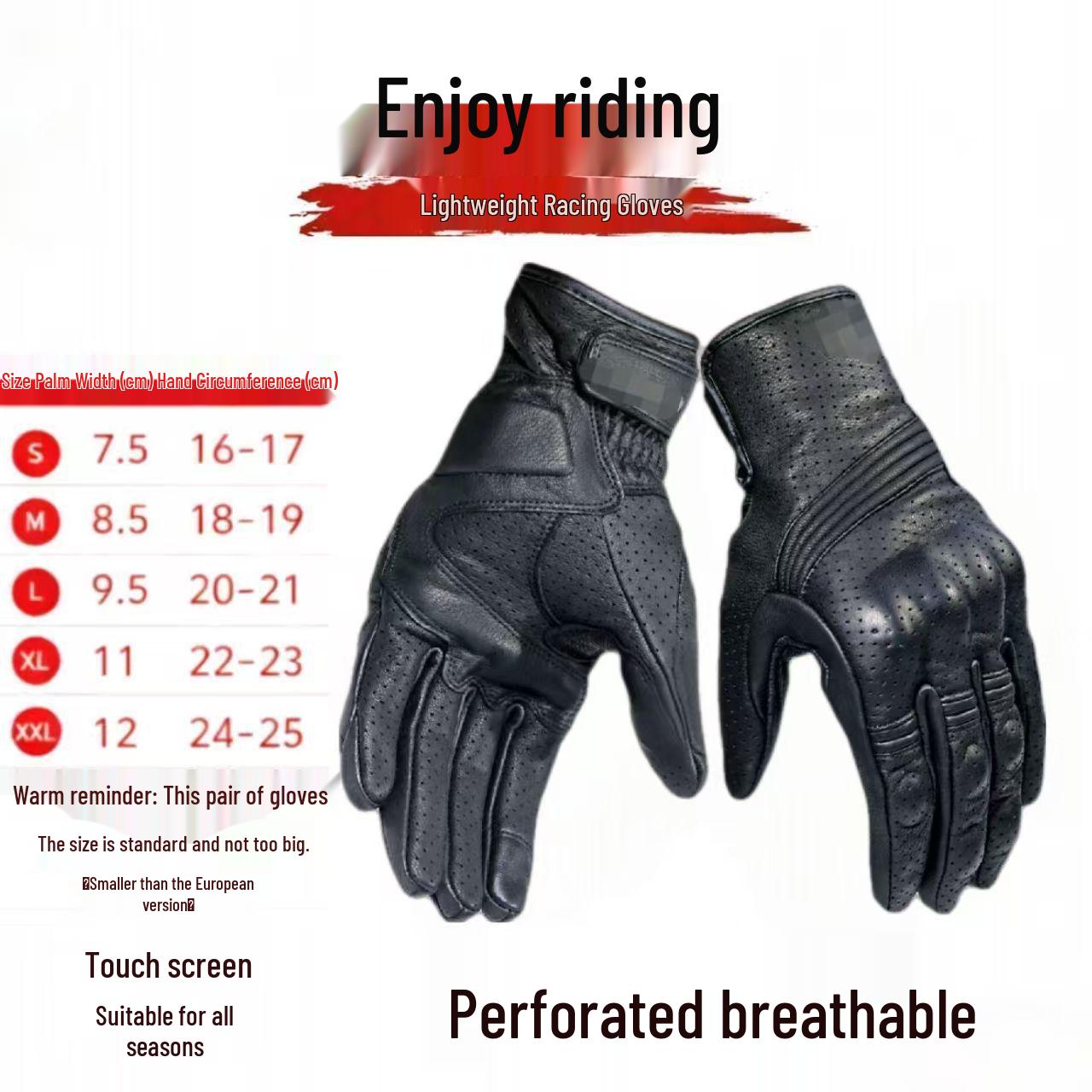 Breathable Perforated Motorcycle Riding Gloves L