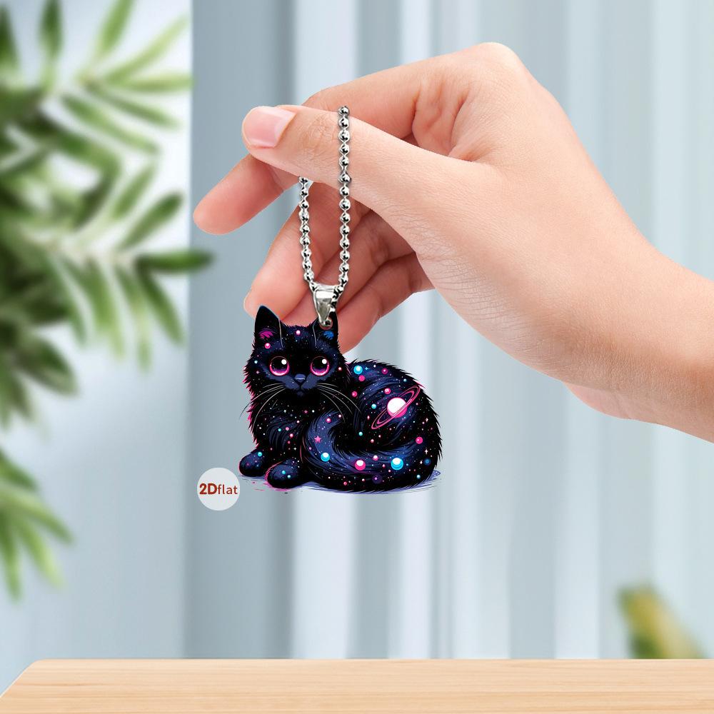 Car Rearview Mirror 2d Cat Hanging Pendant  Animal Shape Ornaments Backpack Accessories Cretive Adorns Decorative Decor for Car