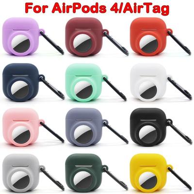 Funda Completa para Auriculares Inalámbricos 2 en 1 Carcasa Protectora Suave para AirPods 4/AirTag