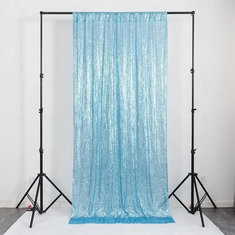 1PC Pink Sequin Backdrop Curtains 2FTx8FT for Wedding Decoration Baby Shower Christmas Halloween Birthday Party Background Drape