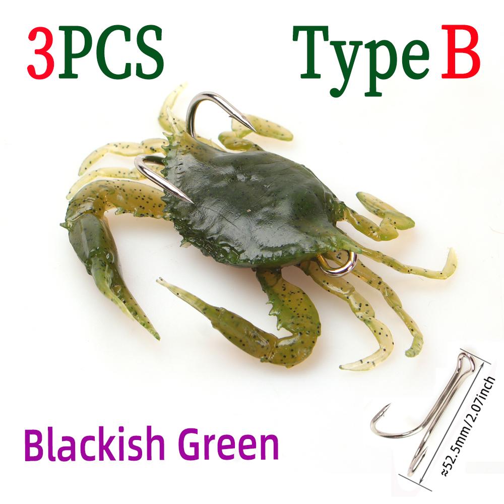 

3шт/6шт реалистичная 3D мягкая рыболовная приманка в виде краба - наживка без водорослей для соленой/пресной воды для окуня, групера, щуки - медленно тонущая, шустрая