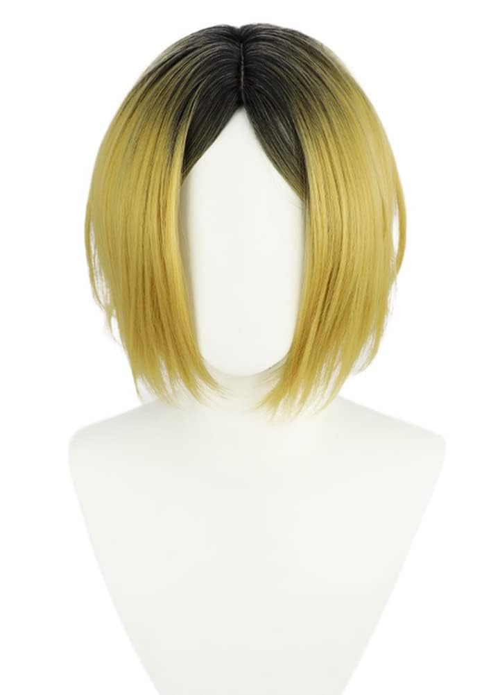 Cosplay Wig with Net by Kenma Kozume, Black and Yellow Gradient Wig