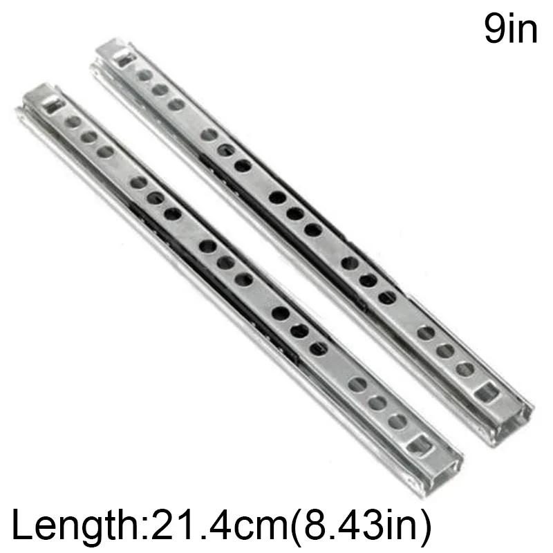 2pcs Steel Side Slide Rail Drawer Runners with Ball Bearing Groove for Smooth Silent Sliding Suitable for Furniture Drawers