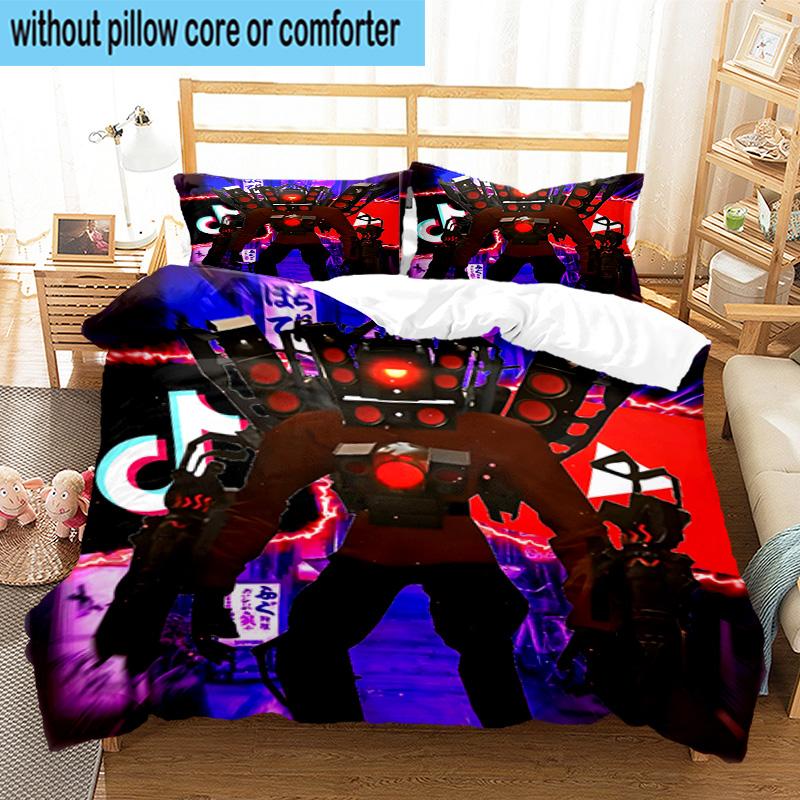 3PCS Robot Invasion Alert 3pcs Bedding,Including 3PCS Duvet Cover And 2pcs Pillowcases Perfect for Christmas,Ideal for Bedroom, Dormitory