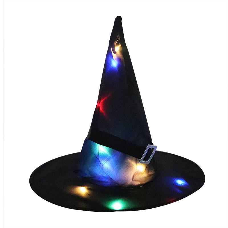 1PC Halloween LED Light Wizard Hat Adult Kids Witch Hats Costume Party Birthday Witches Top Pointed Caps Cosplay Halloween Props
