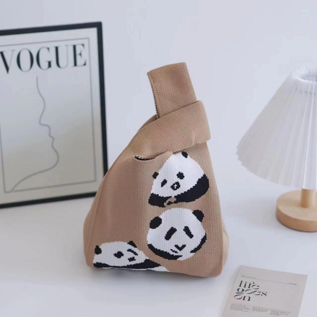 Panda Knit Women's Cross-Border Wrist Tote Handbag