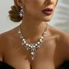 Crystal Rhinestone Wedding Jewelry Set Drop Necklace Pendant Earrings Bridal Jewelry Set Rhinestone Necklace Earring Set