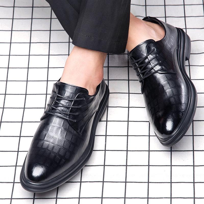Dress Leather Shoes Men's New Business Casual Men's Shoes Genuine Leather British Black Small Leather Shoes