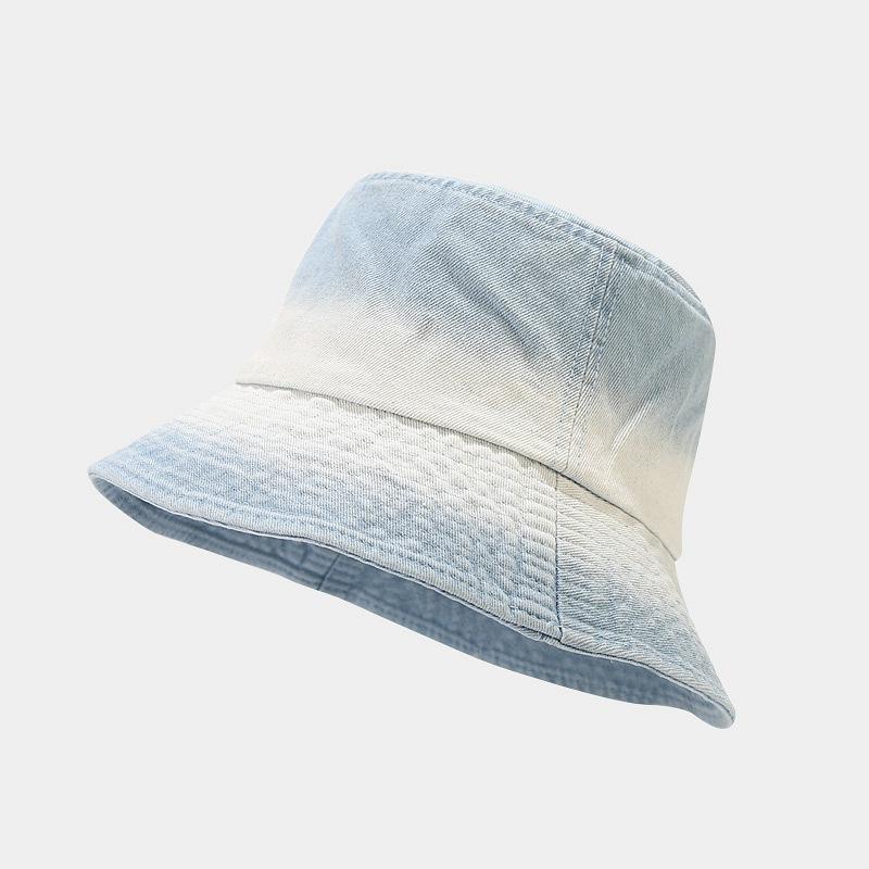 Denim Bucket Hat New Contrasting Color Washed Retro Basin Hat Women's Tide Spring and Summer Outdoor Sun Protection Hat