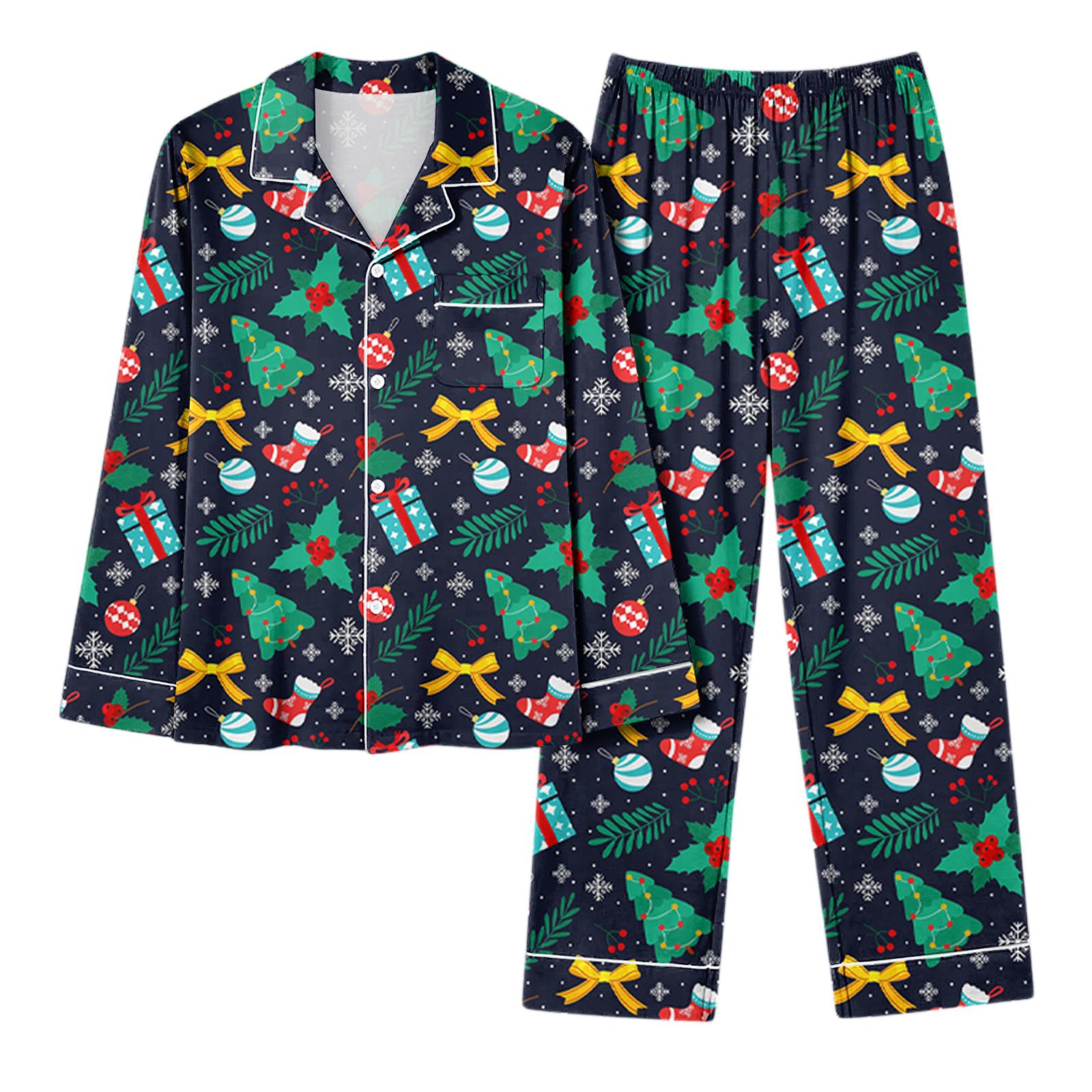 

Женский повседневный модный комплект для дома с длинным рукавом и брюками с рождественским принтом M