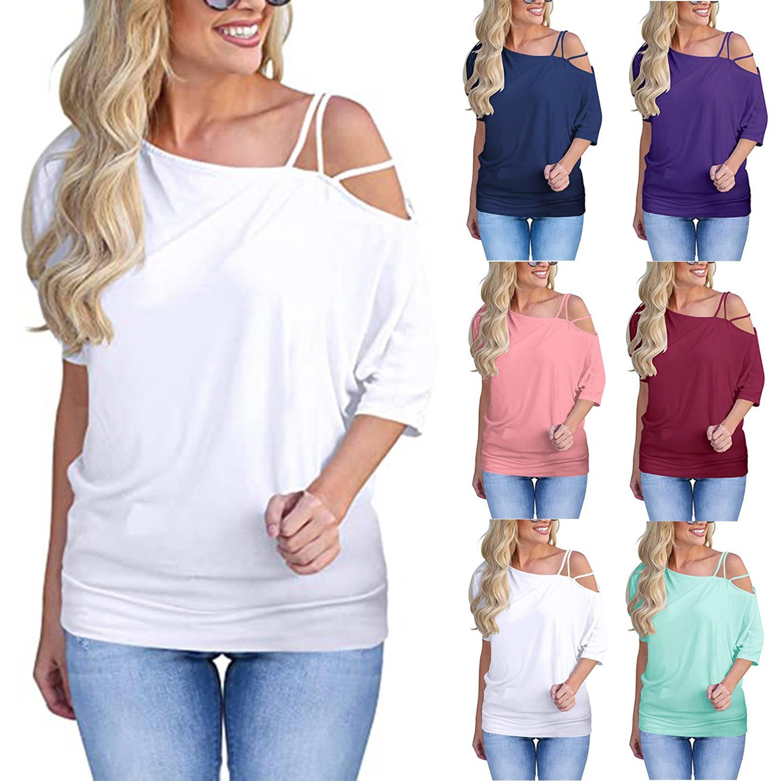 

Женская модная повседневная сексуальная футболка с открытыми плечами и половиной рукава, верхняя блузка