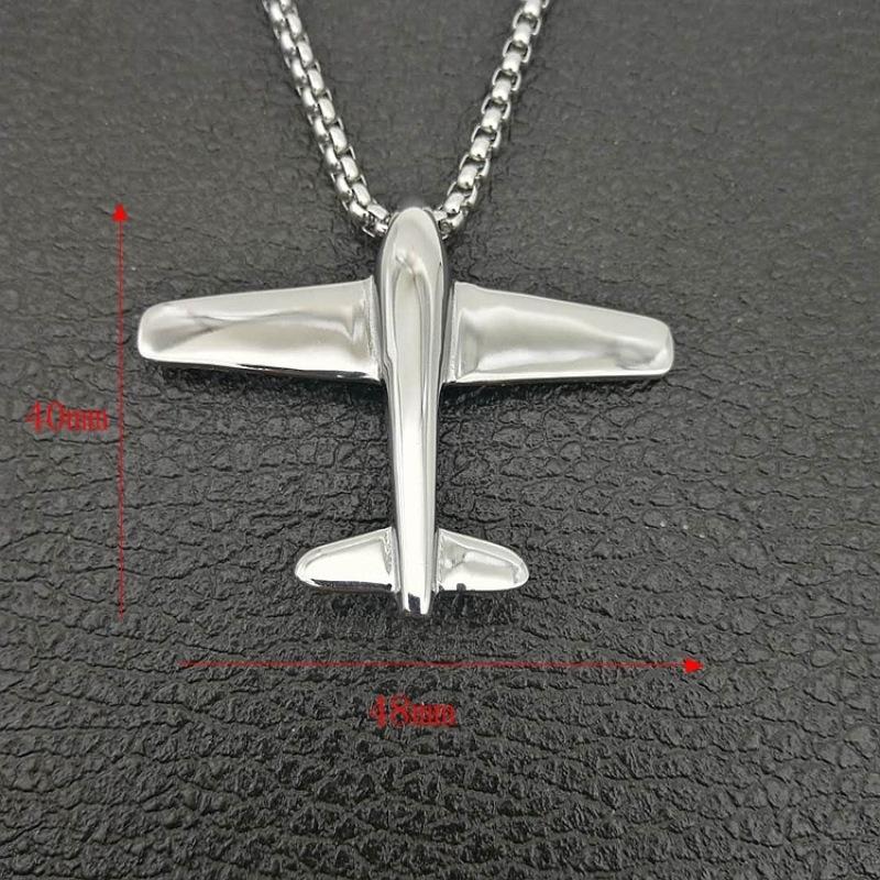 Megin D Stainless Steel Titanium Hip Hop Airplane Pendant Collar Chains Necklace for Men Women Couple Friends Gift Fashion Jewel