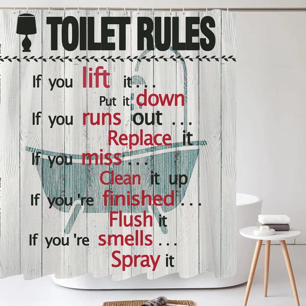 Schwarz Weiß Kunst Wort Duschvorhang Stoff Wasserdicht Polyesterstoff Moderner Einfacher Stil Badewanne Badezimmer Vorhang Mit Haken