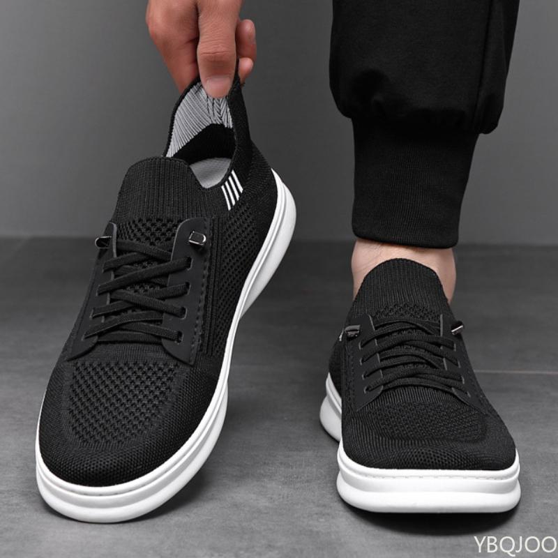Trendy Shallow Mouth Men's Sports Shoes Spring Mesh Breathable Round Toe Casual Soft Sole Running Sports Board Shoes Sneakers