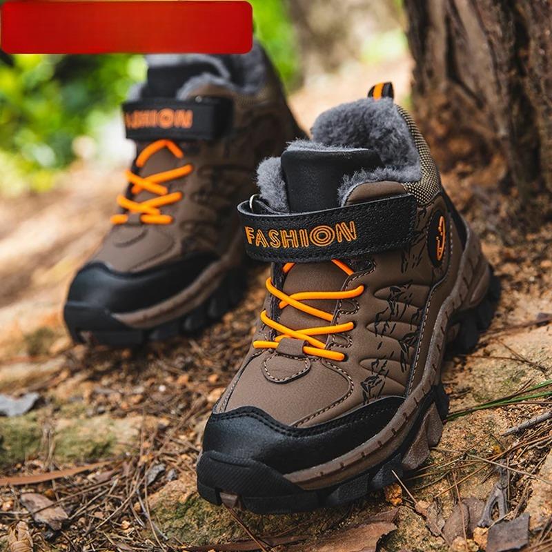 Boys' Winter Snow Boots Warm Fleece-Lined Anti-Slip Kids Boots Comfortable Warm School Children's Walking Cotton Shoes