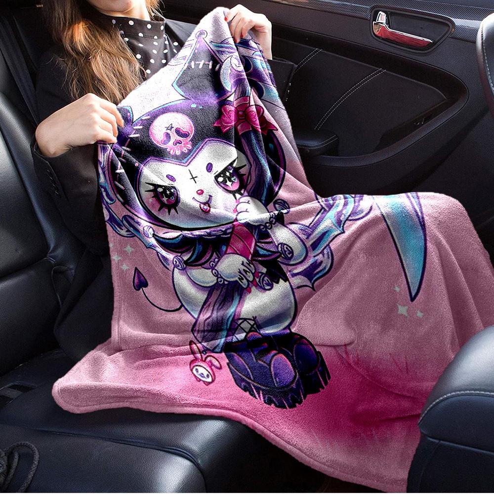 1pc Cute Gothic Skull Cat Blanket with Crown and Bow Design - Home Decoration, Seasonal Use, Comfortable, Machine Washable, Suitable for All