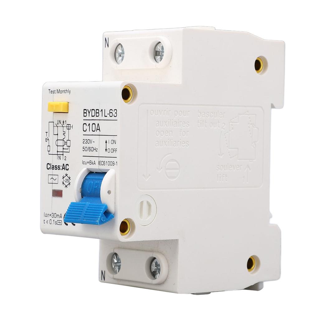 AC Type Leakage Protection Switch Din Rail Mount 1P Miniature Ground Circuit Breaker 230V 10A