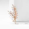 Women Brooch High-Gloss Rhinestone Inlay Sparkling Faux Pearl Wheat Design Lapel Pin Non-Slip Buckle Scarf Badge Clothing Bags Accessories