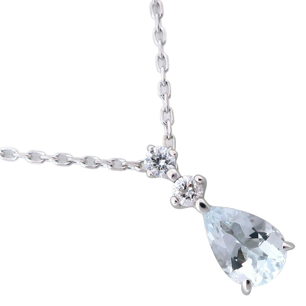 

4℃ teardrop Necklace K10 white gold/cubic zirconia/diamond 1.2g Women Used