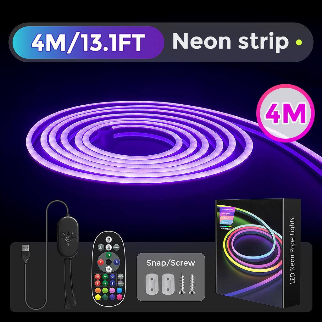 5V 108LEDs/m USB RGB LED-Neonlichtstreifen, Silikon-Bluetooth-Seil mit Fernbedienung und Musiksynchronisation, wasserdichte TV-Hintergrundbeleuchtung