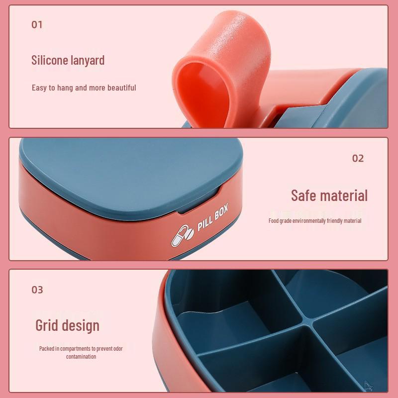 Compact Travel Medicine Box: Portable, Divided, Sealed Pill Organizer with Plastic and Silicone Compartments.