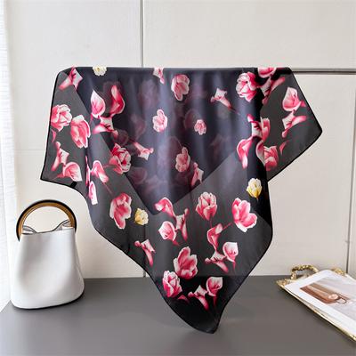 Elegant Printing Imitation Silk Scarf Square Scarf High-End Shawl Versatile Neck Small Square Scarf Headscarf