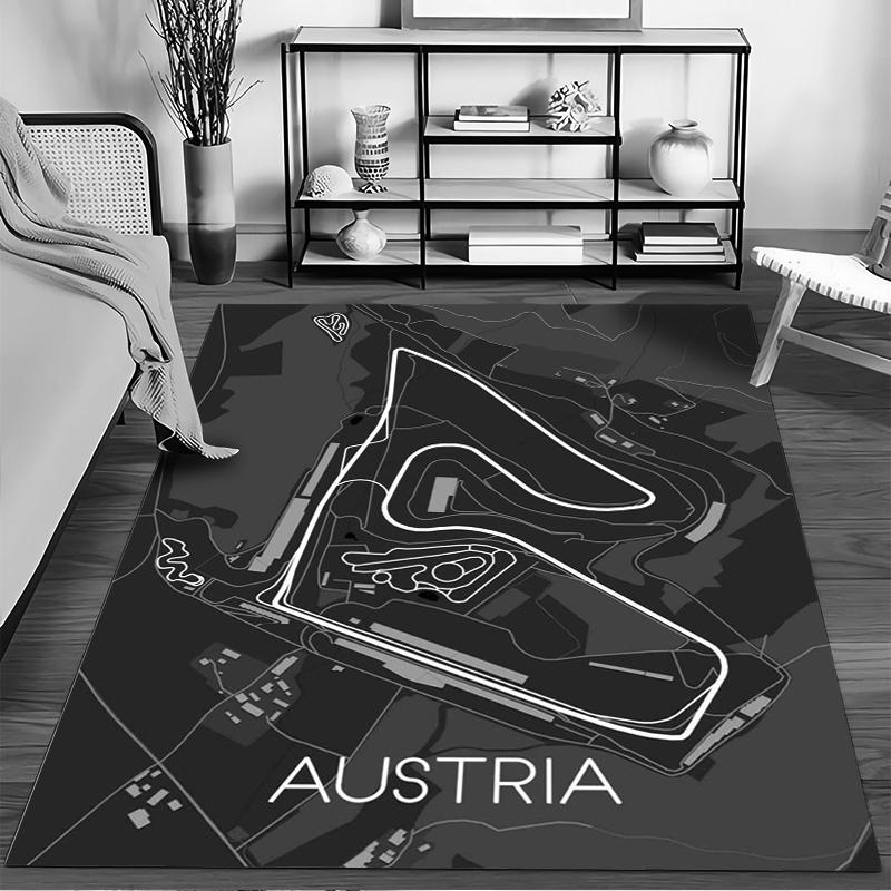 Austria Circuit Map Design Rug Non-slip rug suitable for living room and bedroom sofas.