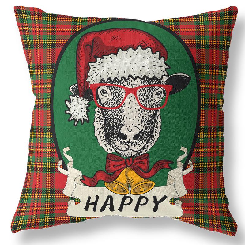 

2022 Новый год Рождество новая наволочка персиковая кожа бархатная клетчатая поясная подушка квадратные украшения для дома 40x40cm